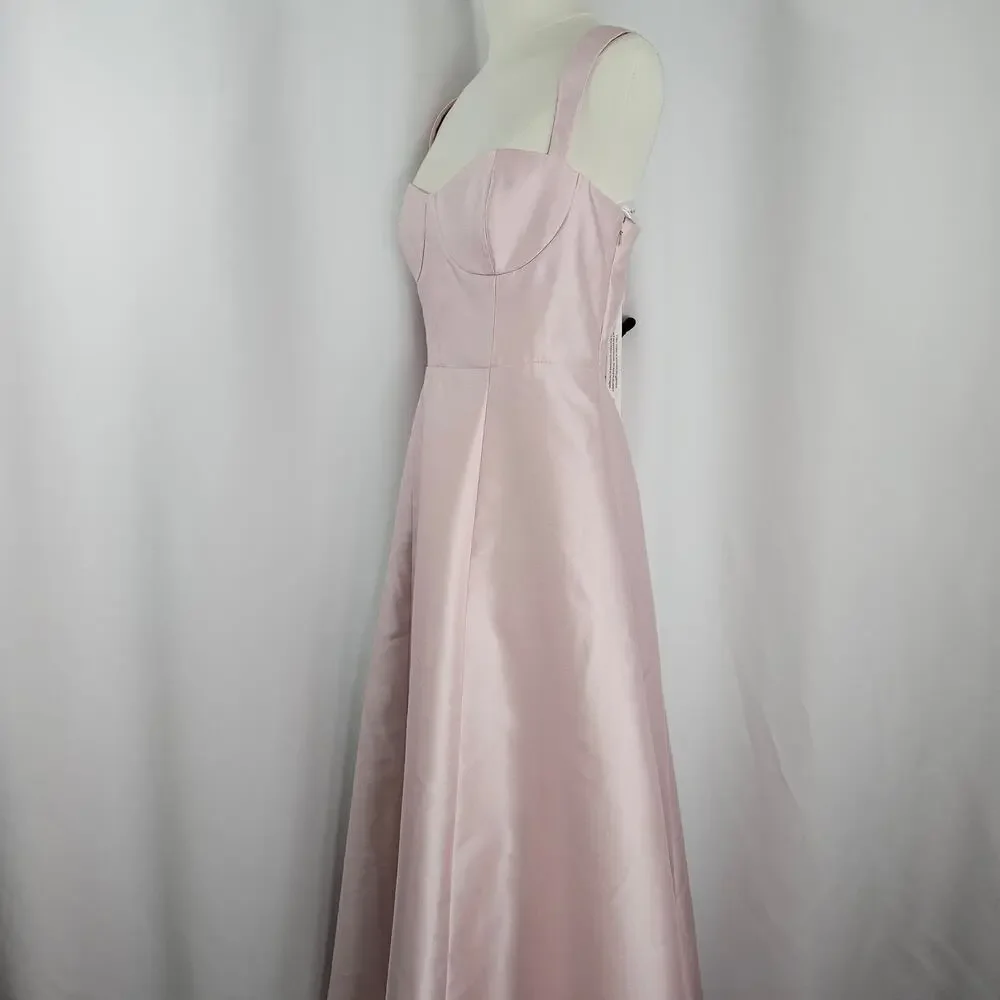 Alfred Sung Pink Bustier Lace Up Back Pocketed Satin Gown Women's Size 12R NWOTF - Picture 5 of 16